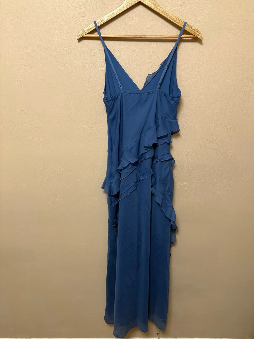 Abercrombie & Fitch Cascading Ruffle Maxi Dress Blue Size Small Petite NWT New